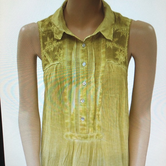 Free People Yellow Gause Acid Wash Tunic Tie Dye - Picture 2 of 7